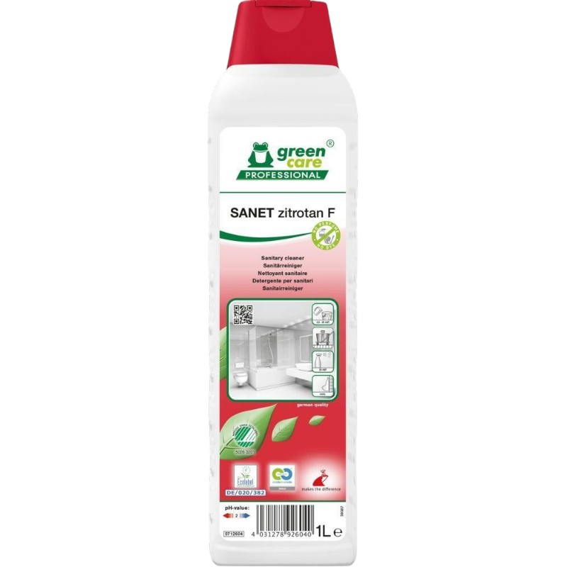 SANET zitrotan F - Hygiënisch reinigingsmiddel met natuurlijk citroenzuur, geurvrij - 1L